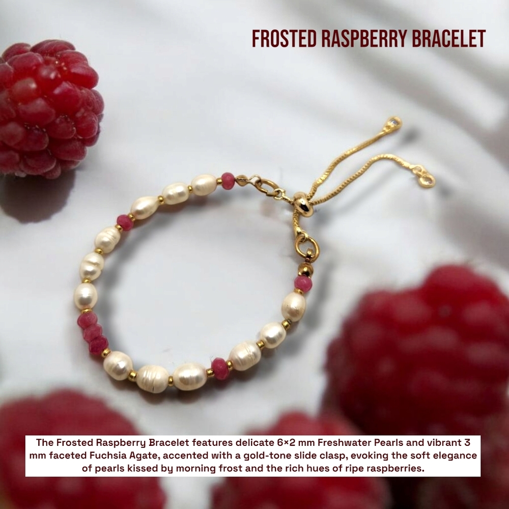 Freshwater Pearl And Fuxia Faceted Agate Slide Clasp Bracelet